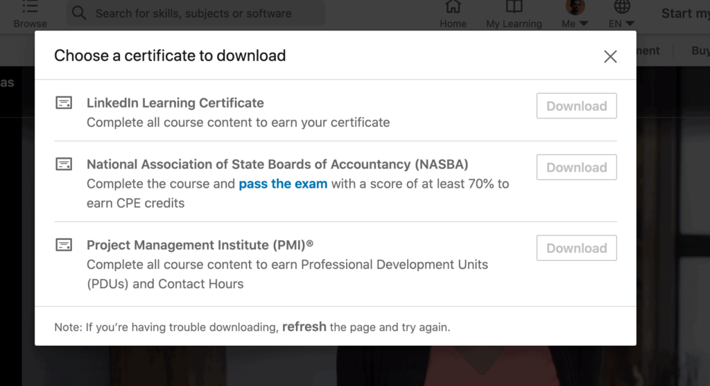 Download LinkedIn Free Course Certificate