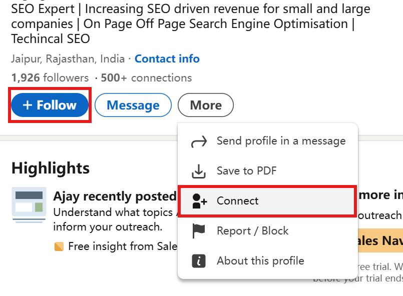 How to Follow or Connect on LinkedIn