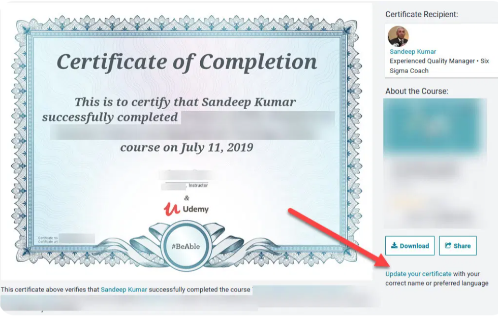 how to download your udemy certificate