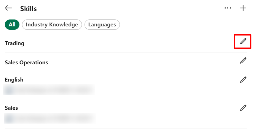 LinkedIn Profile Edit Skills