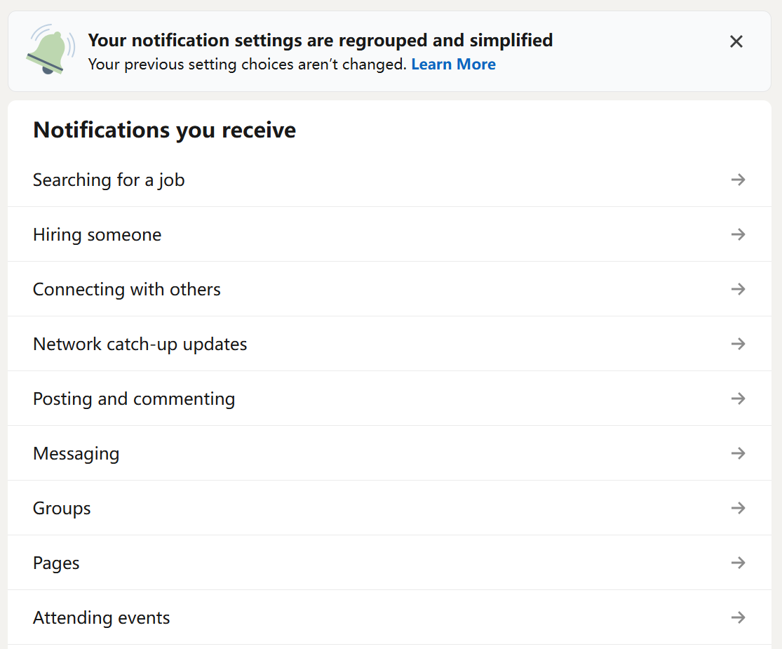 Manage LinkedIn Notifications