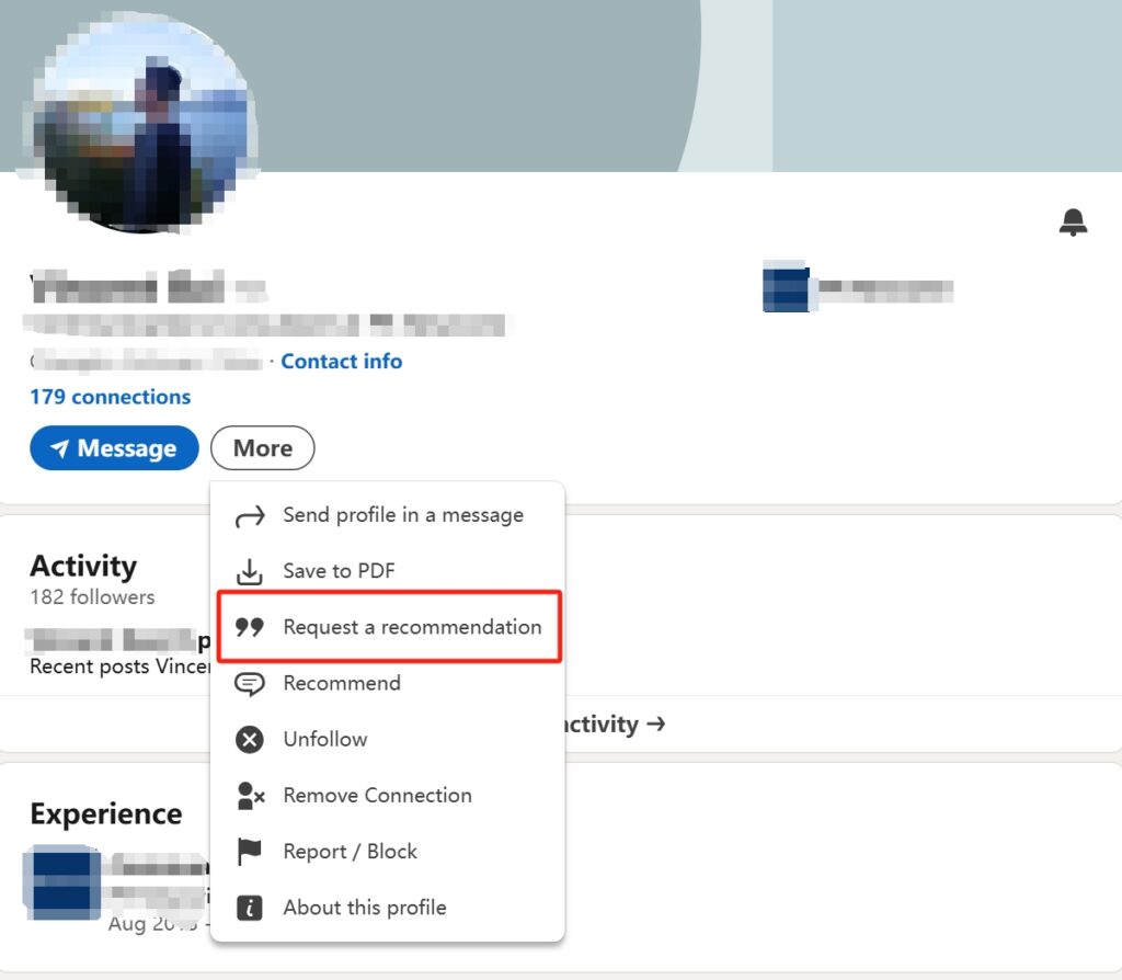 Request Recommendation LinkedIn