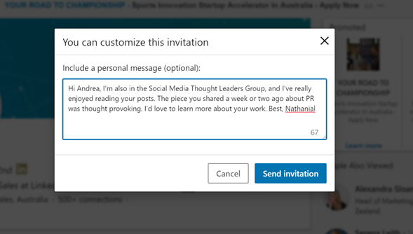 Set LinkedIn Connection Message