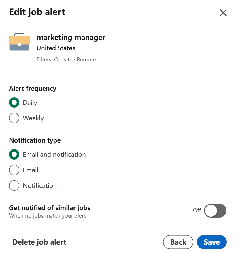 Disable LinkedIn Job Alerts From Website