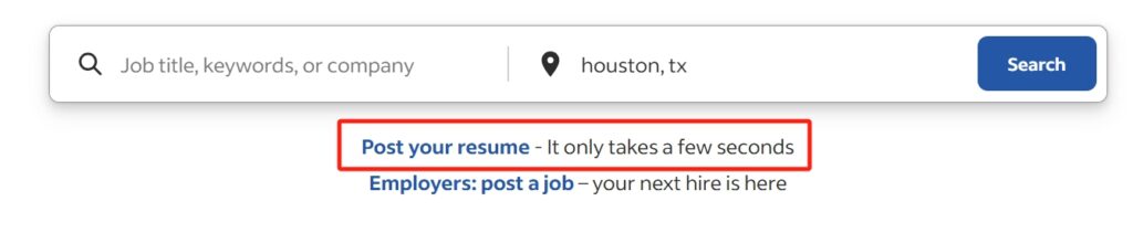 Choose the Post a Resume Option