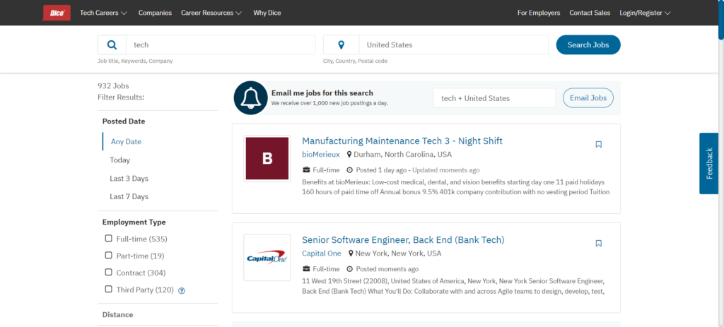 Dice Tech Job Result