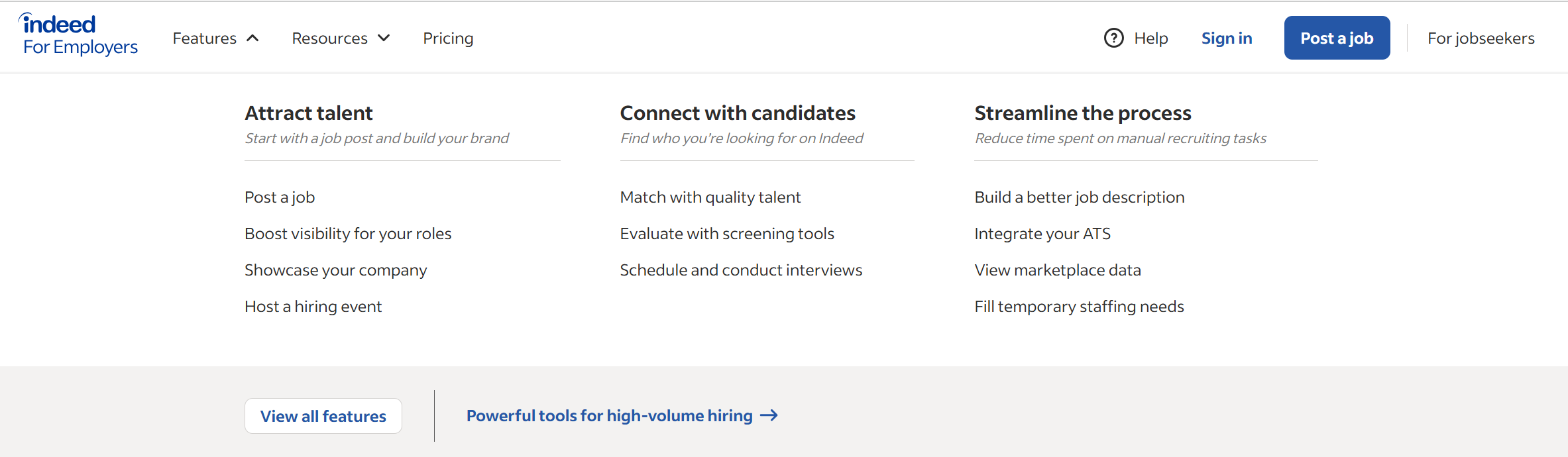 Features of Indeed Employers