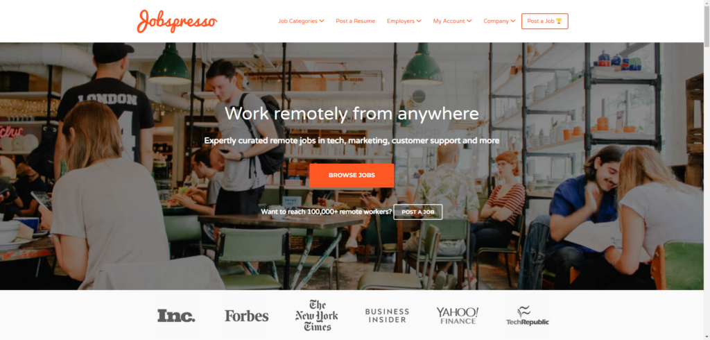 Jobspresso Home Page
