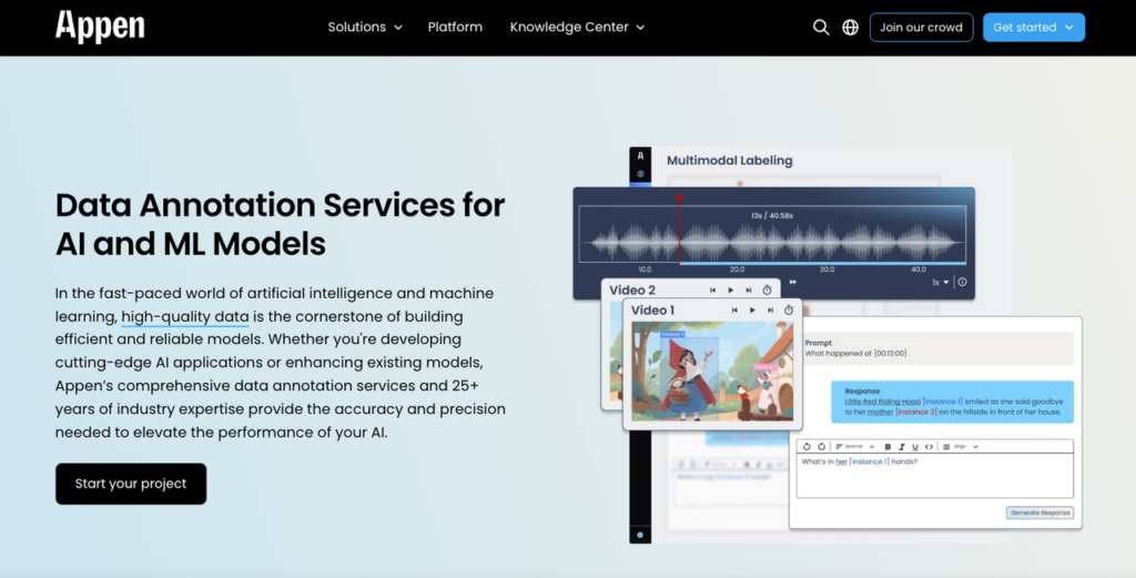 Appen multimodal data annotation platform for high-quality AI training – ideal for data annotation jobs remote