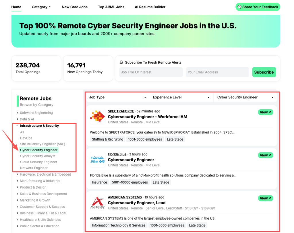 Discover the top cyber security jobs remote in the United States, updated hourly with thousands of 100% remote cybersecurity engineer positions available now.