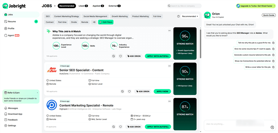 JobRight AI Job Matching