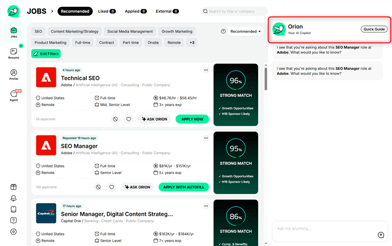 Jobright Orion AI Copilot
