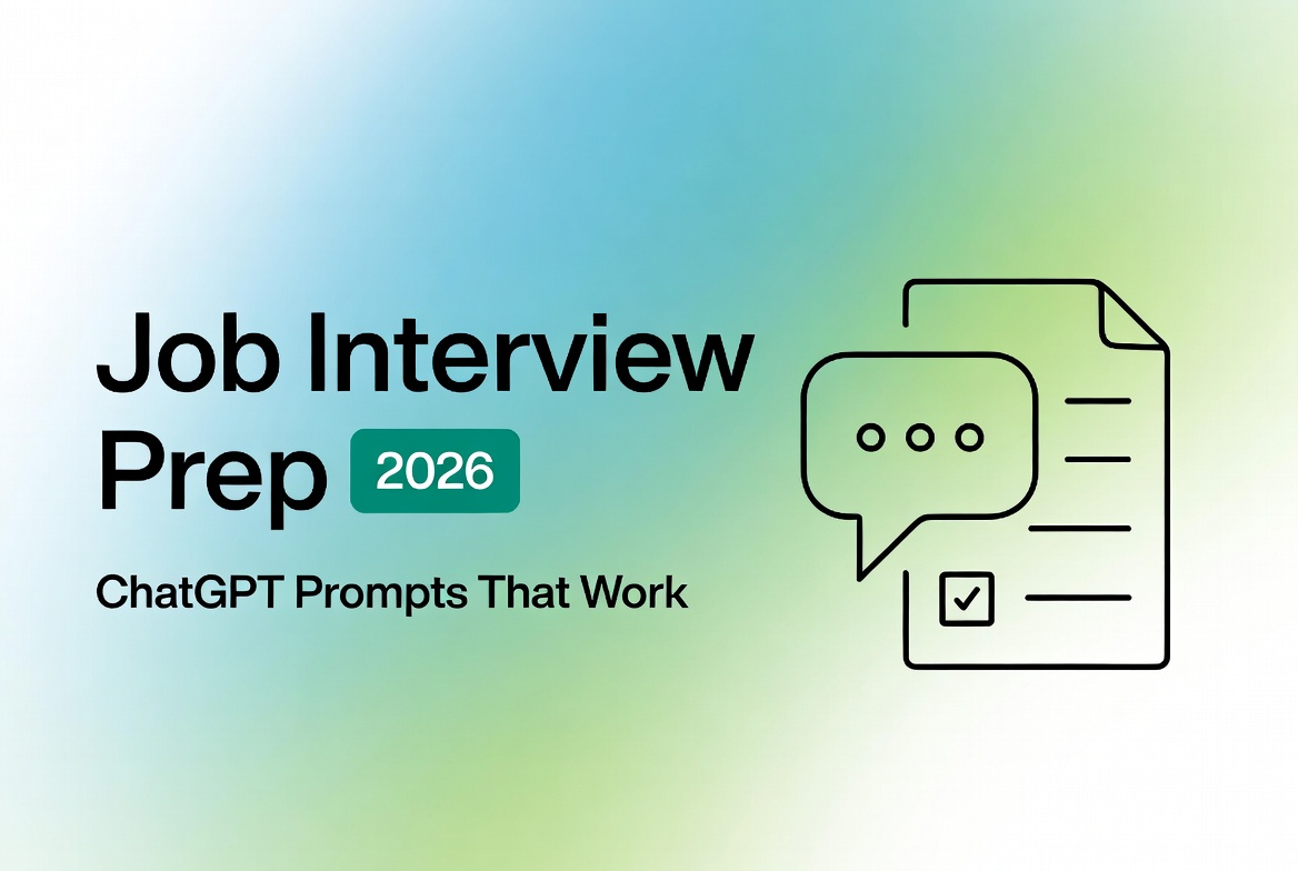 Vibrant 2026 job interview prep graphic featuring ChatGPT job interview prompt strategies and proven prompts that work for success