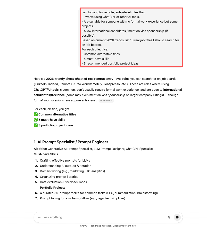 2026 cheat-sheet for ChatGPT jobs remote no experience: become an AI Prompt Specialist with no formal experience – must-have skills, portfolio projects, and remote role ideas using ChatGPT tools.