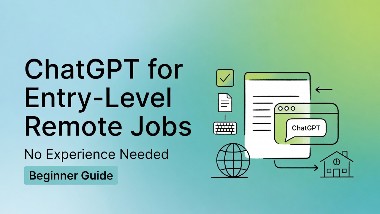 Beginner guide to ChatGPT jobs remote no experience needed: use ChatGPT to land entry-level remote jobs from home with zero prior work experience – illustrated roadmap for beginners.