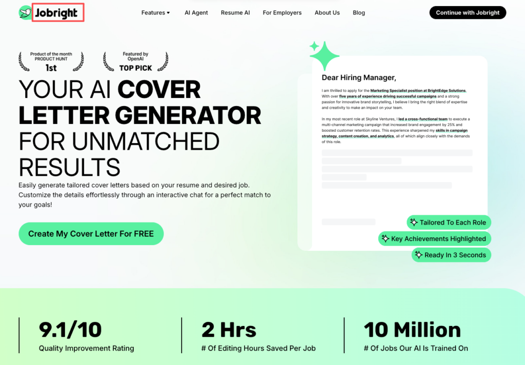 Jobright dashboard, a professional tool for those using chatgpt for letter of interest state govt jobs reddit.