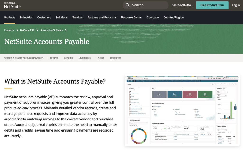 NetSuite Accounts Payable dashboard showing invoice automation, vendor management for accounts payable jobs remote professionals in 2026.