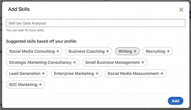 Add Skills on LinkedIn