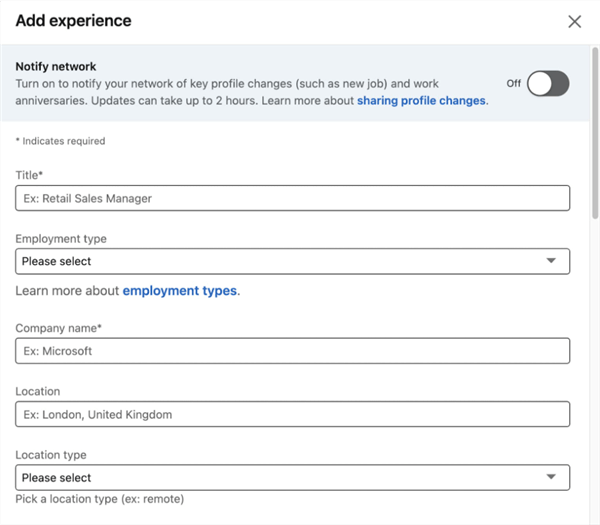 Optimize LinkedIn Experience Section