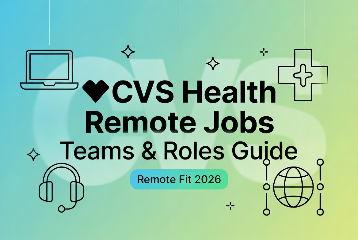 An illustrated guide covering cvs health remote jobs, detailing various teams and roles available for remote fit in 2026.