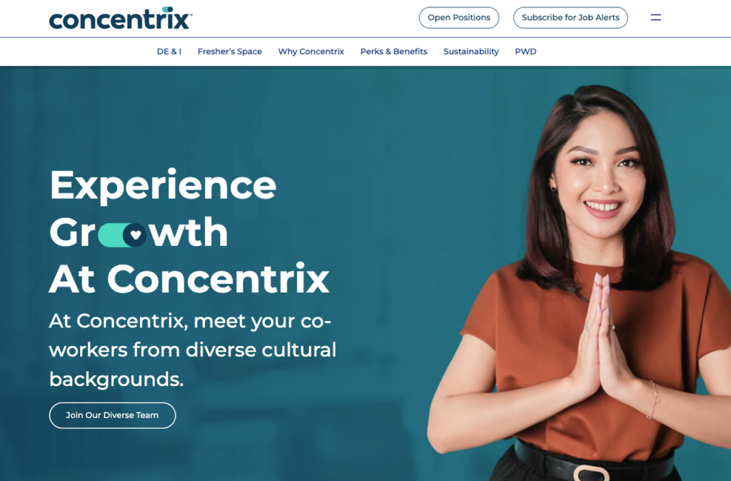 A smiling professional encourages diverse applicants to join fulfilling concentrix remote jobs for personal and company growth.