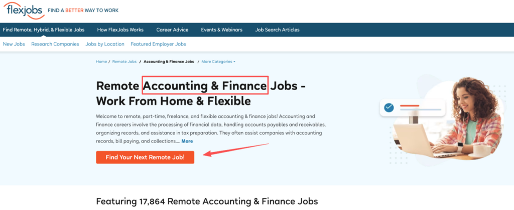 Browse the FlexJobs platform to easily discover work-from-home opportunities and accounting remote jobs.