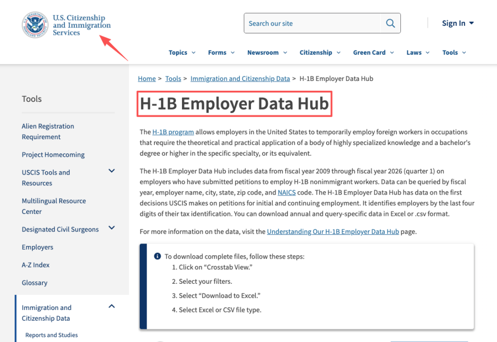 Using the USCIS H-1B Employer Data Hub to research visa sponsorship options for capital one remote jobs.