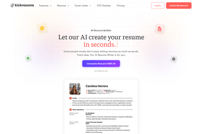 AI LinkedIn Resume Generator - Kickresume