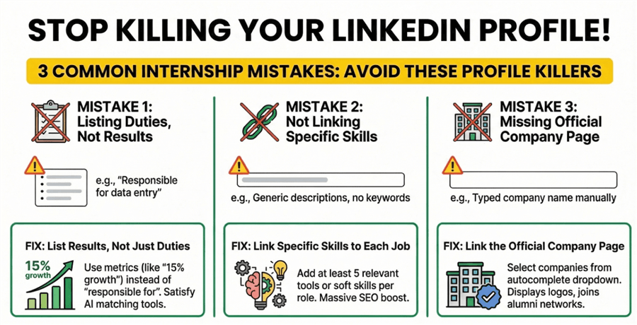 Common Mistakes When Adding Internships to LinkedIn Profile