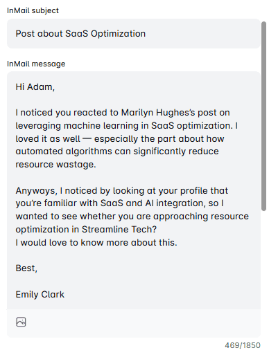 Edit LinkedIn Cold Message
