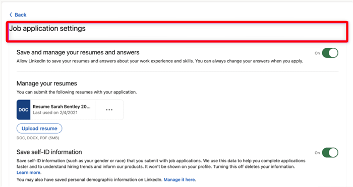 Open Job Application Settings