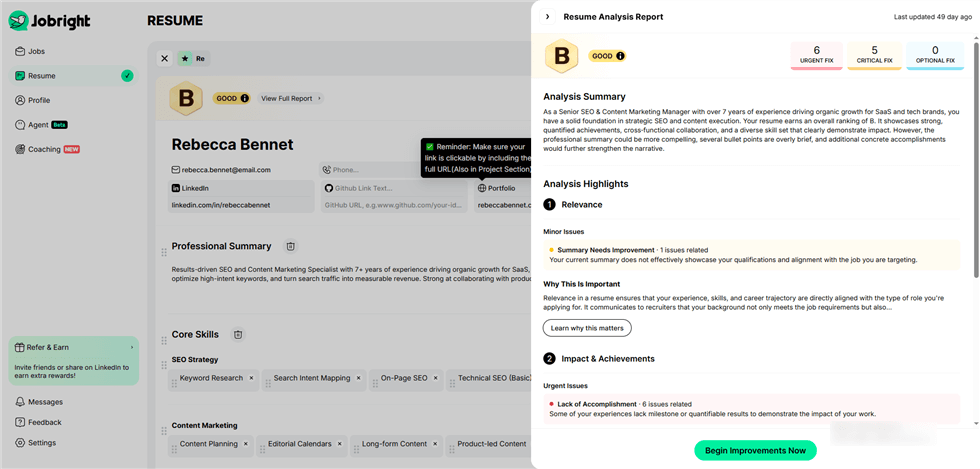 AI LinkedIn Bio Generator - Jobright