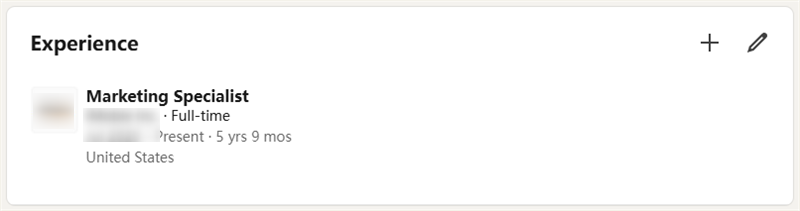 Scroll down to the "Experience" Area
