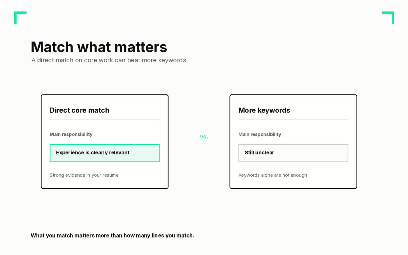 Match what matters: direct core experience versus more keywords